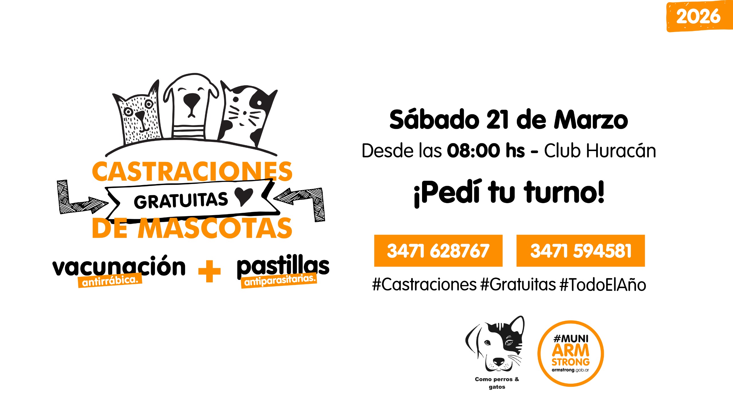 Castraciones, vacunación y desparasitación