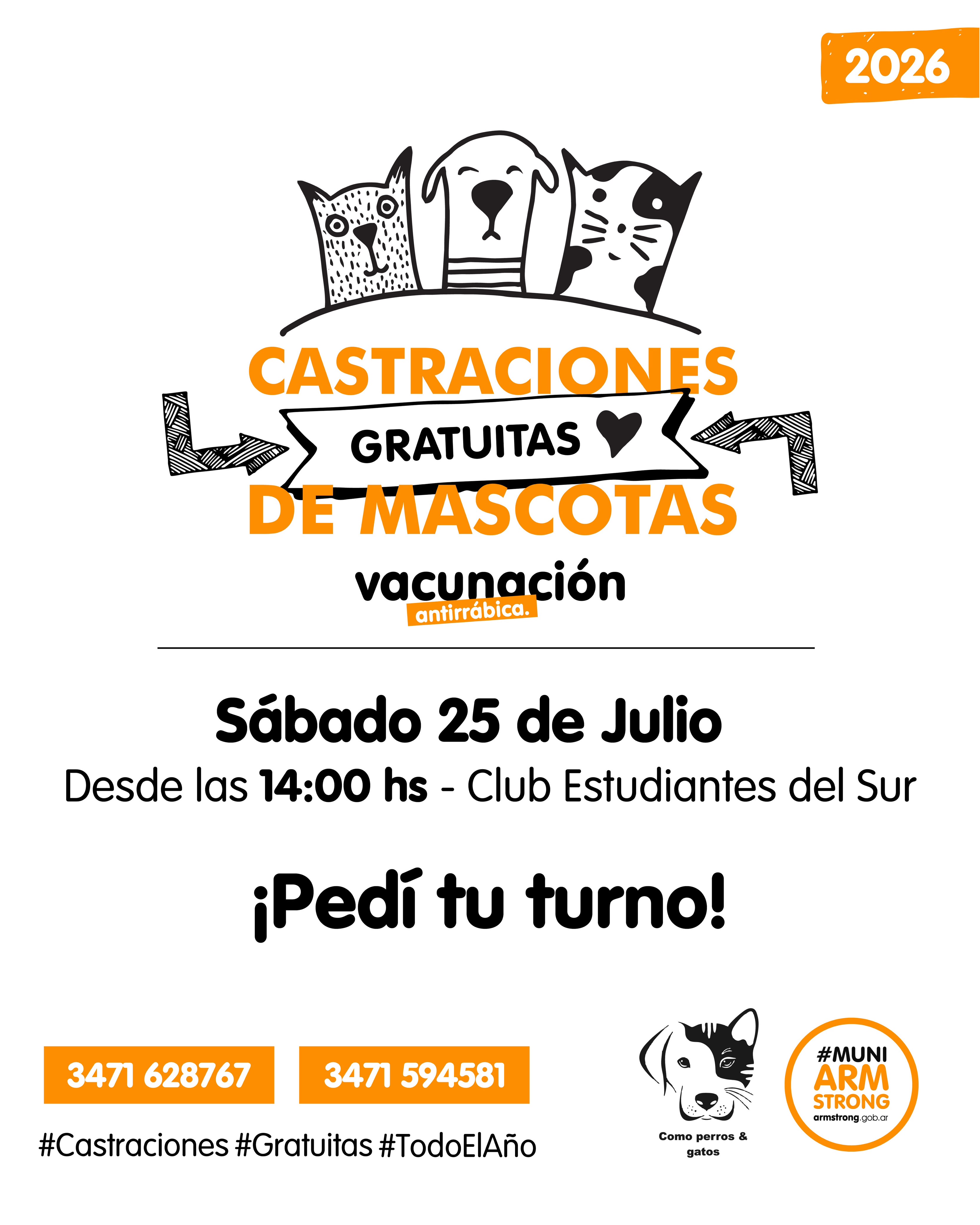 Castraciones y vacunación, el 25 de julio